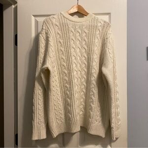 H&M Cream Relaxed Fit Cable Knit Sweater - S